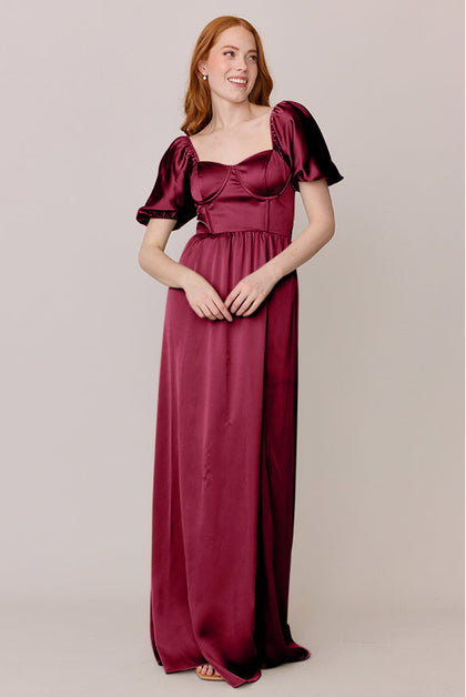 Isabella Satin Dress | Made To Order | Berry
