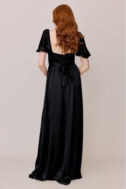 Isabella Satin Dress | Made To Order | Black