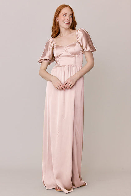 Isabella Satin Dress | Made To Order | Blush