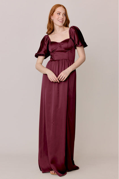 Isabella Satin Dress | Made To Order | Cabernet