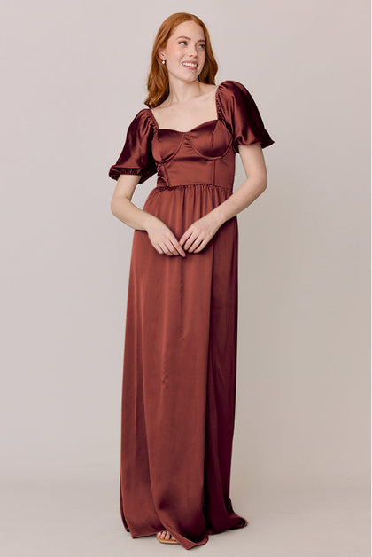 cinnamon color formal dress Isabella Satin colorgrp-42046