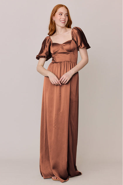 Isabella Satin Dress | Made To Order | Copper