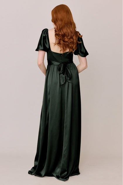 Isabella Satin Dress | Made To Order | Deep Olive