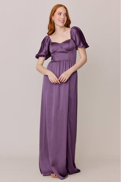 Isabella Satin Dress | Made To Order | Dusty Plum