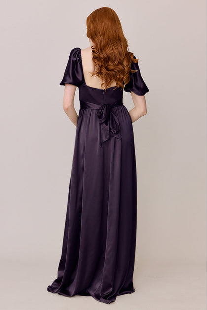 Isabella Satin Dress | Made To Order | Eggplant