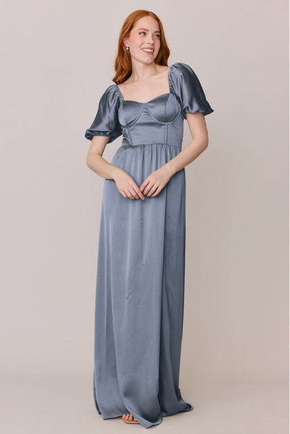 Isabella Satin Dress | Made To Order | French Blue