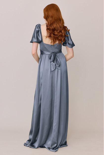 Isabella Satin Dress | Made To Order | French Blue