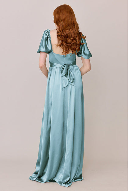 Isabella Satin Dress | Made To Order | Light Blue