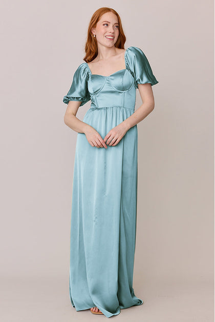 Isabella Satin Dress | Made To Order | Light Blue