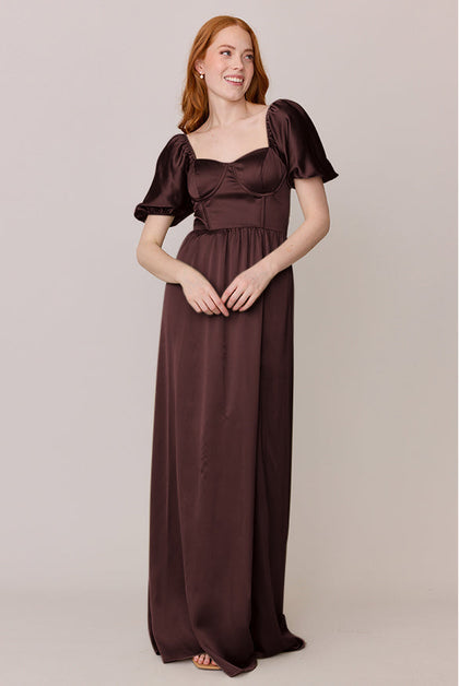 Isabella Satin Dress | Made To Order | Mahogany