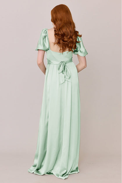 Isabella Satin Dress | Made To Order | Pistachio