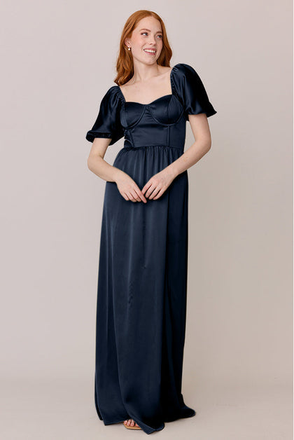 Isabella Satin Dress | Made To Order | Romantic Blue