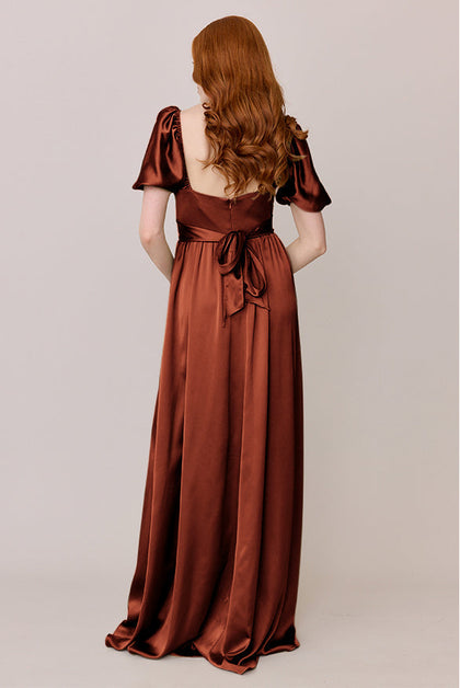 Isabella Satin Dress | Made To Order | Rust