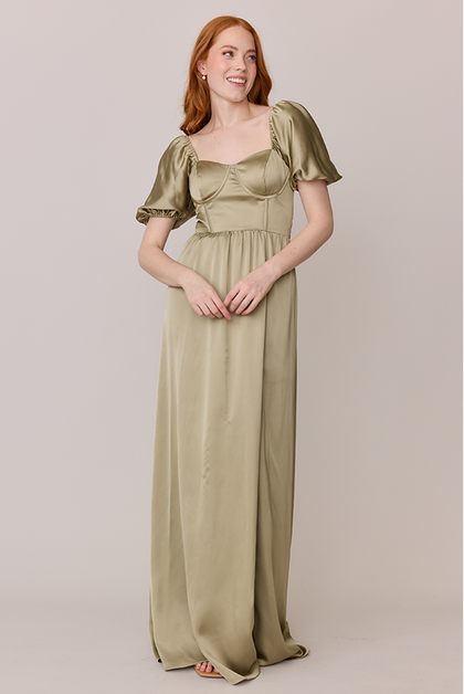 Isabella Satin Dress | Made To Order | Silver Sage