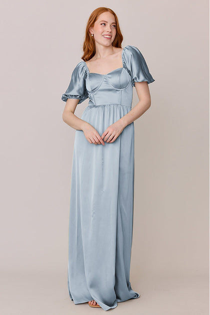 Isabella Satin Dress | Made To Order | Sky Blue