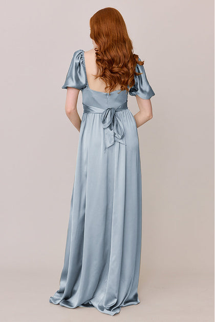 Isabella Satin Dress | Made To Order | Sky Blue