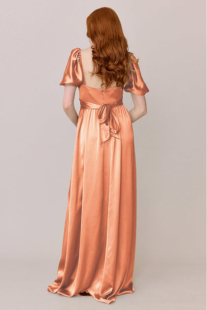 Isabella Satin Dress | Made To Order | Tangerine