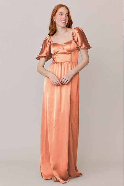 Isabella Satin Dress | Made To Order | Tangerine