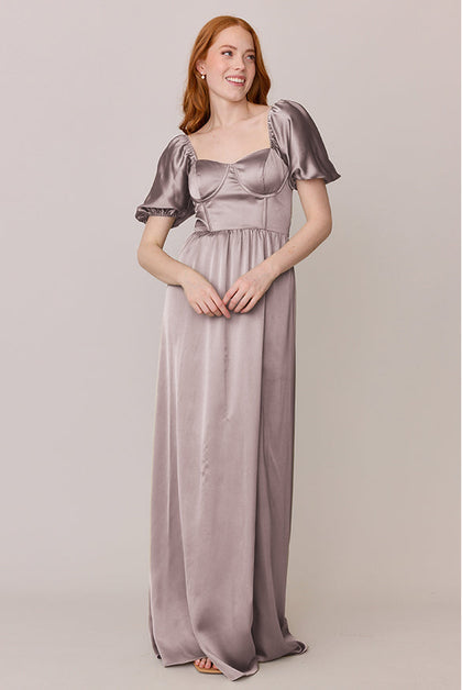 Isabella Satin Dress | Made To Order | Taupe