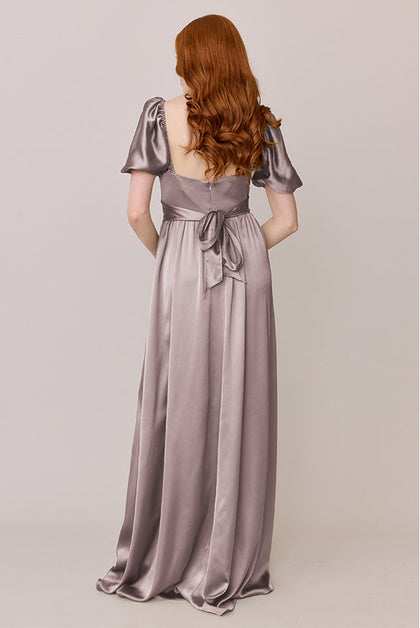 Isabella Satin Dress | Made To Order | Taupe
