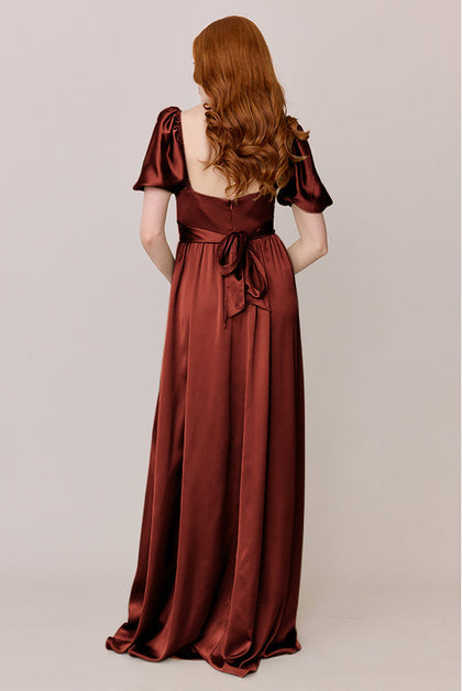 Isabella Satin Dress | Made To Order | Terracotta Rust