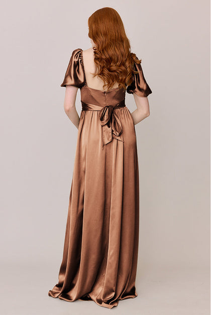 Isabella Satin Dress | Made To Order | Toffee