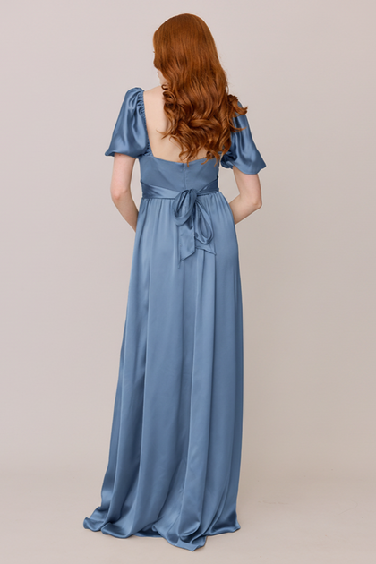 Isabella Satin Dress | Made To Order | True Blue