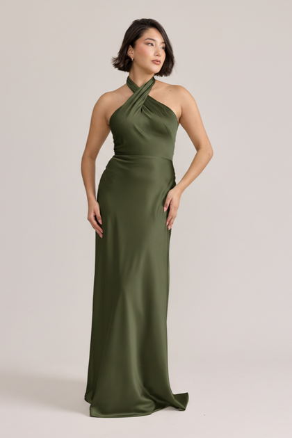 Isla Satin Dress | Deep Olive