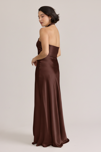 Isla Satin Dress | Mahogany