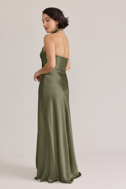 Isla Satin Dress | Moss