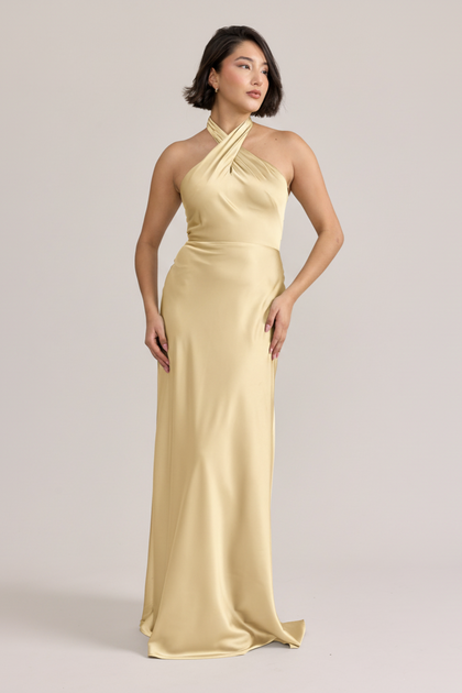 Isla Satin Dress | Pale Yellow