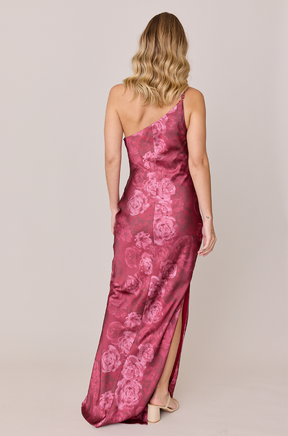 Jade Satin Floral Print Dress | Made To Order | Berry Botanical
