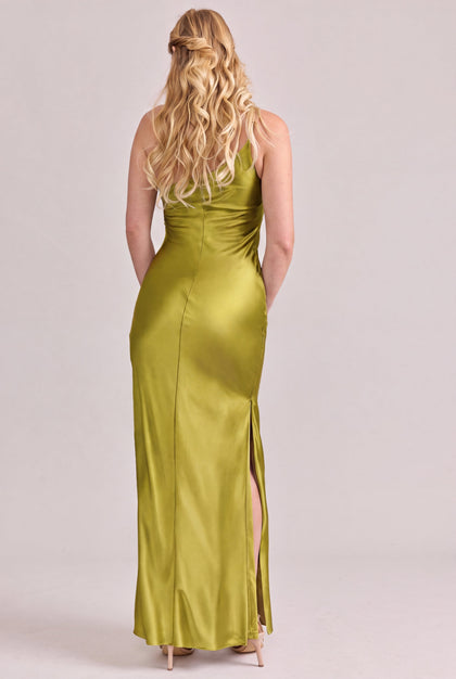 Jade Satin Dress | Made To Order | Chartreuse