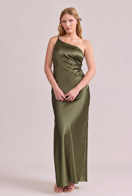 Jade Satin Dress | Made To Order | Deep Olive