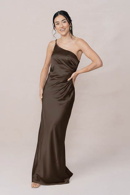 Jade Satin Dress | Made To Order | Espresso
