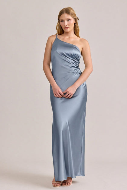 Jade Satin Dress | Made To Order | French Blue