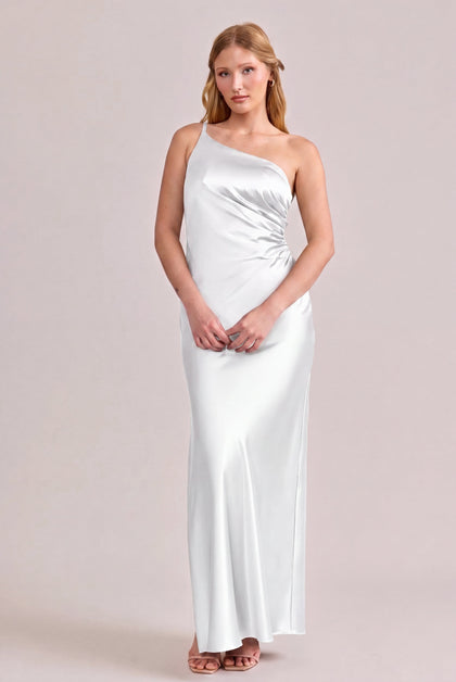 Jade Satin Dress | White Pearl