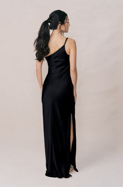 Jade Satin Dress | Made To Order | Black