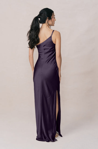 Jade Satin Dress | Made To Order | Eggplant