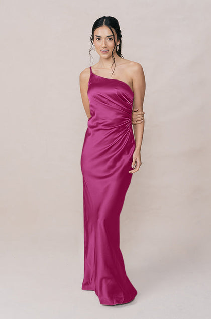 Jade Satin Dress | Made To Order | Fuchsia