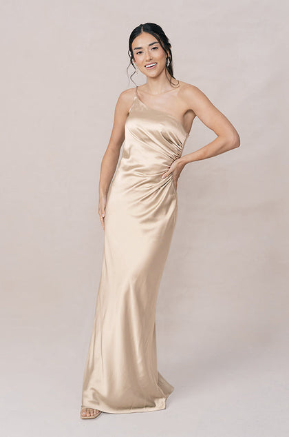 Jade Satin Dress | Made To Order | Gold Champagne