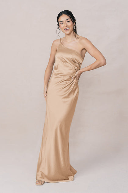 Jade Satin Dress | Made To Order | Honey Beige