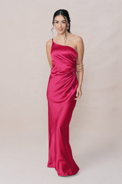 Jade Satin Dress | Made To Order | Hot Pink