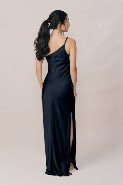Jade Satin Dress | Made To Order | Navy Blue