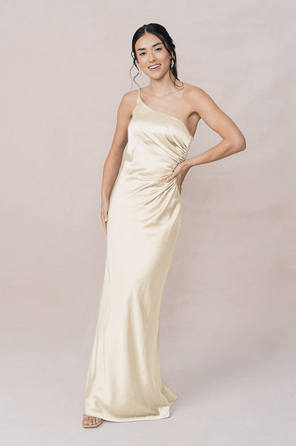 Jade Satin Dress | Made To Order | Pale Yellow