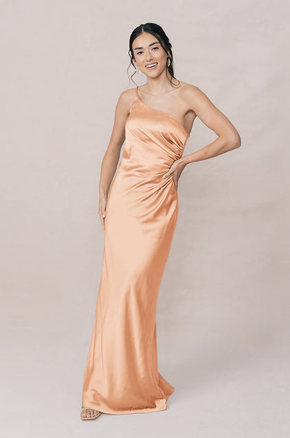 Jade Satin Dress | Made To Order | Peach