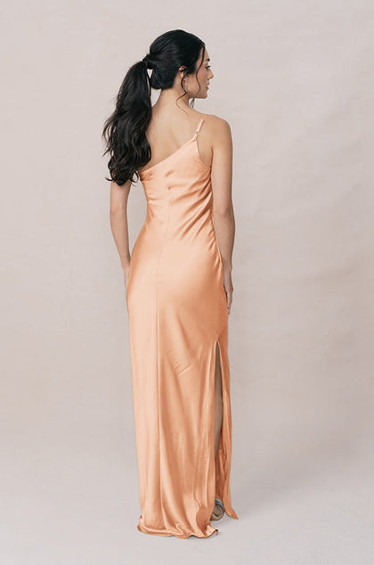 Jade Satin Dress | Made To Order | Peach