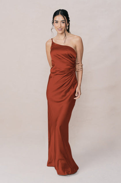 Jade Satin Dress | Made To Order | Rust