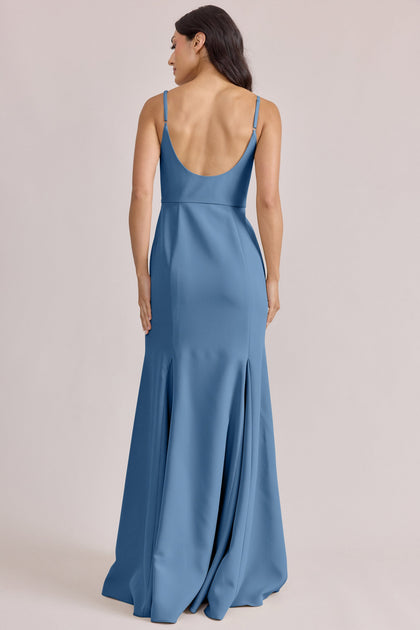 Jolie Crepe Dress | Made To Order | Dusty Blue