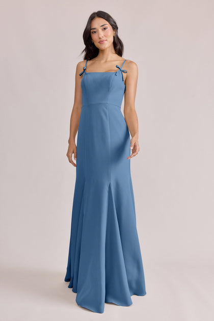 Jolie Crepe Dress | Made To Order | Dusty Blue